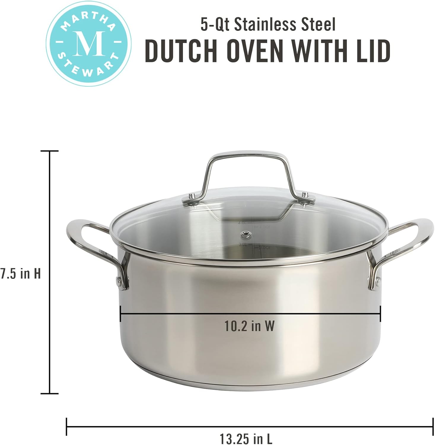 Martha Stewart Castelle 5-Quart Stainless Steel Dutch Oven