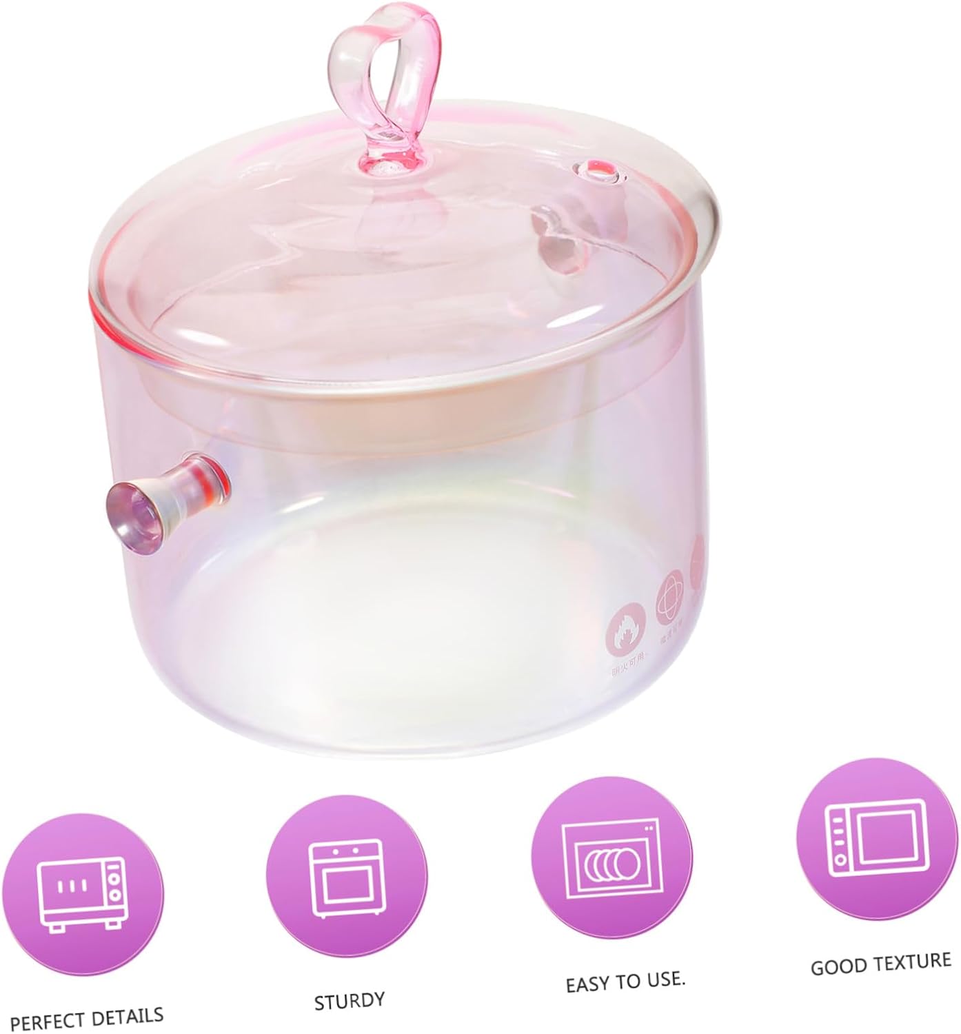 Versatile 1600ml Glass Pot with Double Handles for Noodles Soup