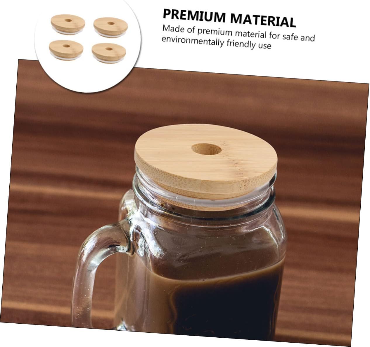 4-Piece Mason Jar Lids Wooden Sealing Covers