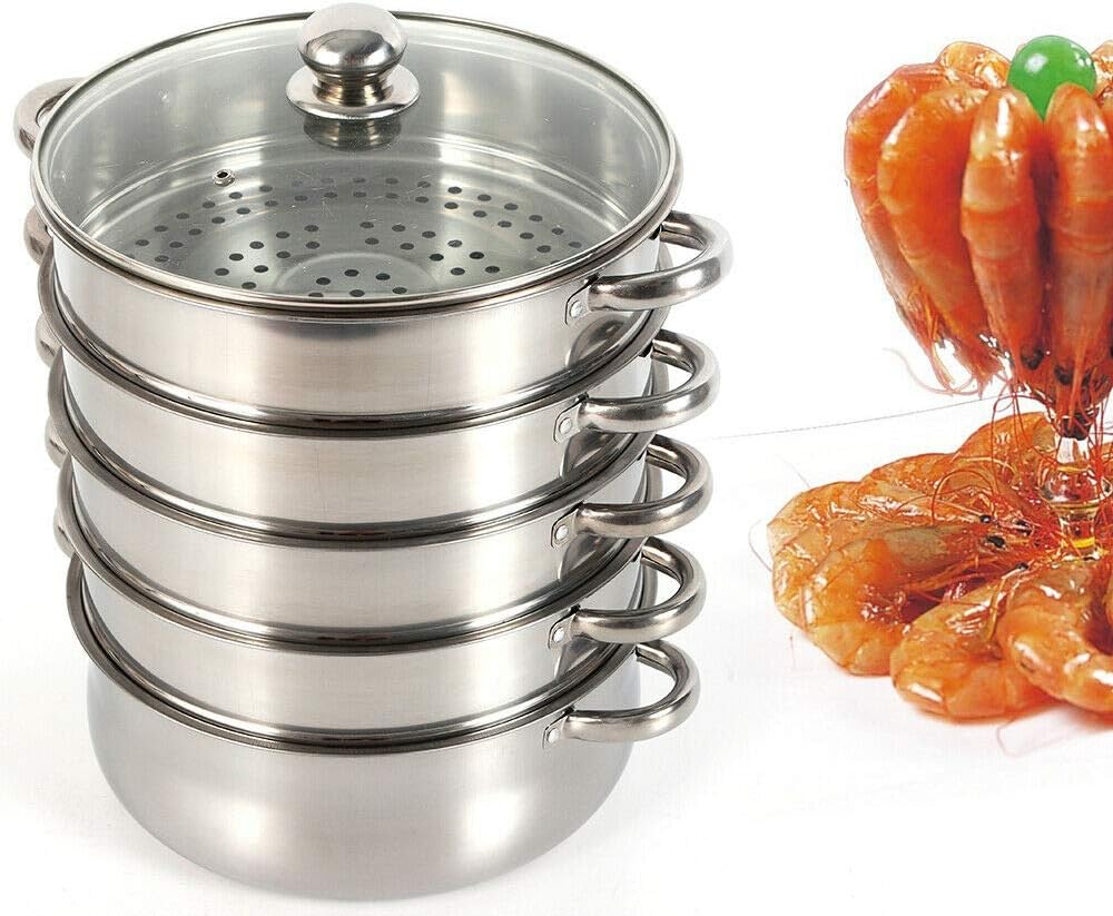 Sturdy 5-Tier Stock Pot with Glass Lid