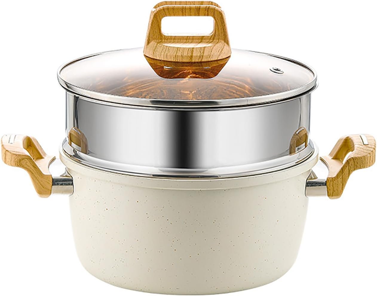 Nonstick Stock Pot with Lid Induction Compatible Cooker Durable Professional Use