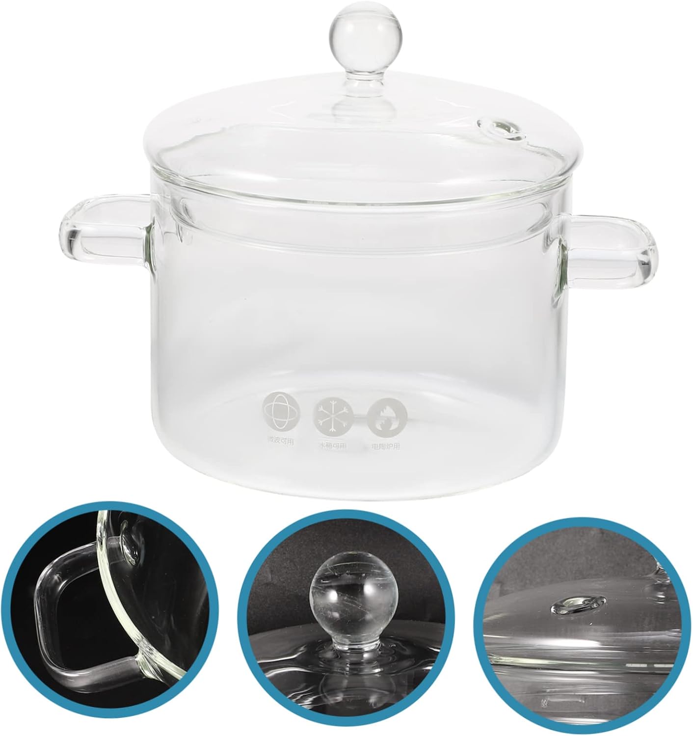 PrettyZoom High-Borosilicate Glass stew pot with lid