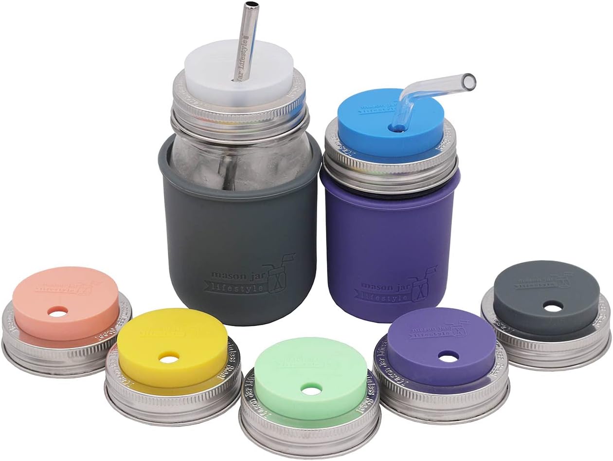 2-pack Ultra Violet Silicone Straw Tumbler Lids for Fermentation Serving