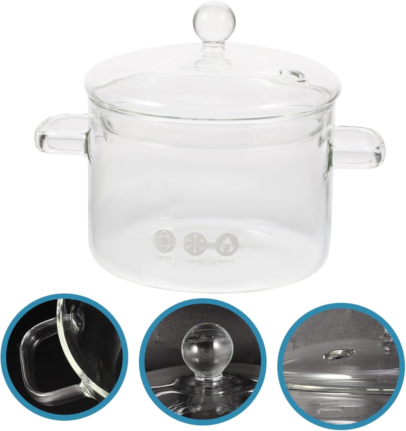 High-Borosilicate Glass Stew Pot with Lid 1500ml