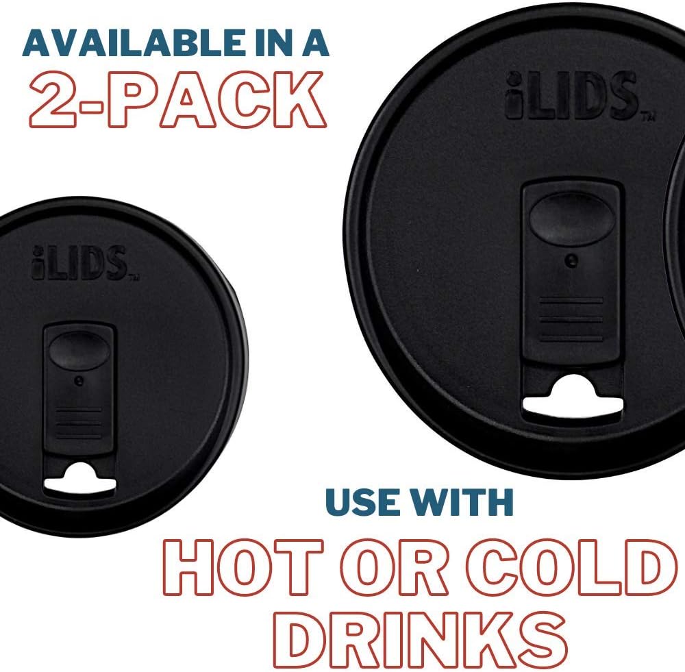 Mason Jar Drink Lid Wide Mouth Black Pack of 2