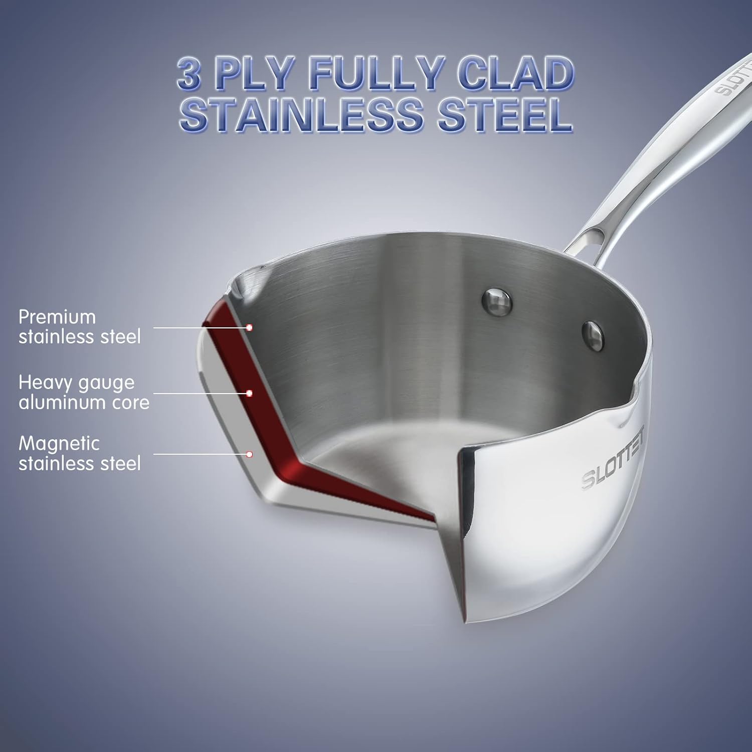 SLOTTET Tri-Ply Stainless Steel Saucepan
