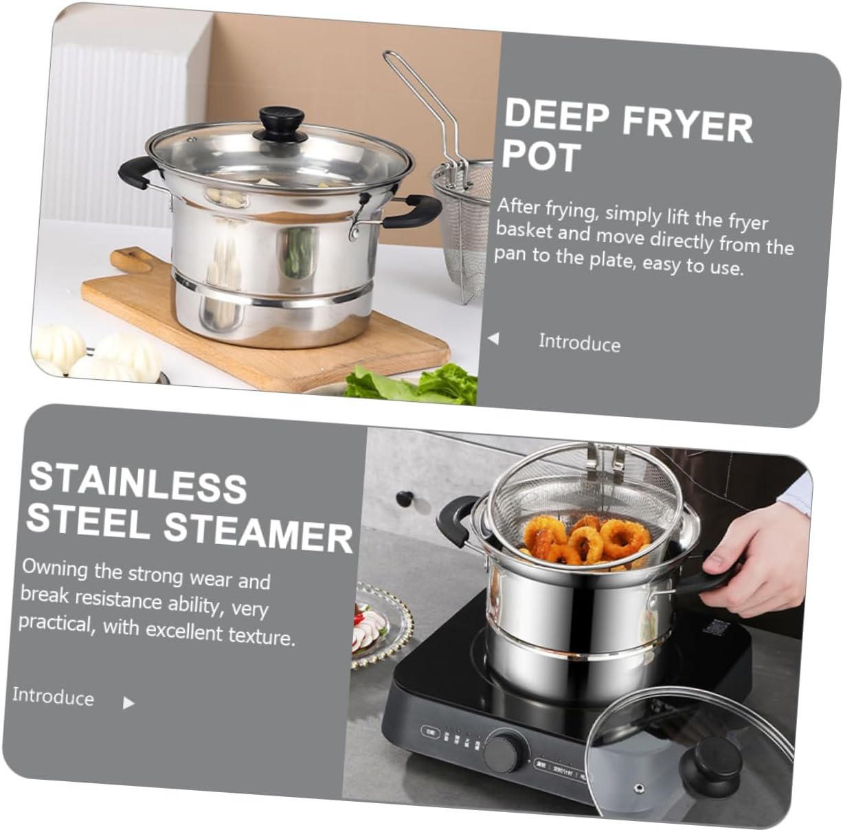 Stainless Steel Single-Handle Deep Fryer Pot for Pasta More