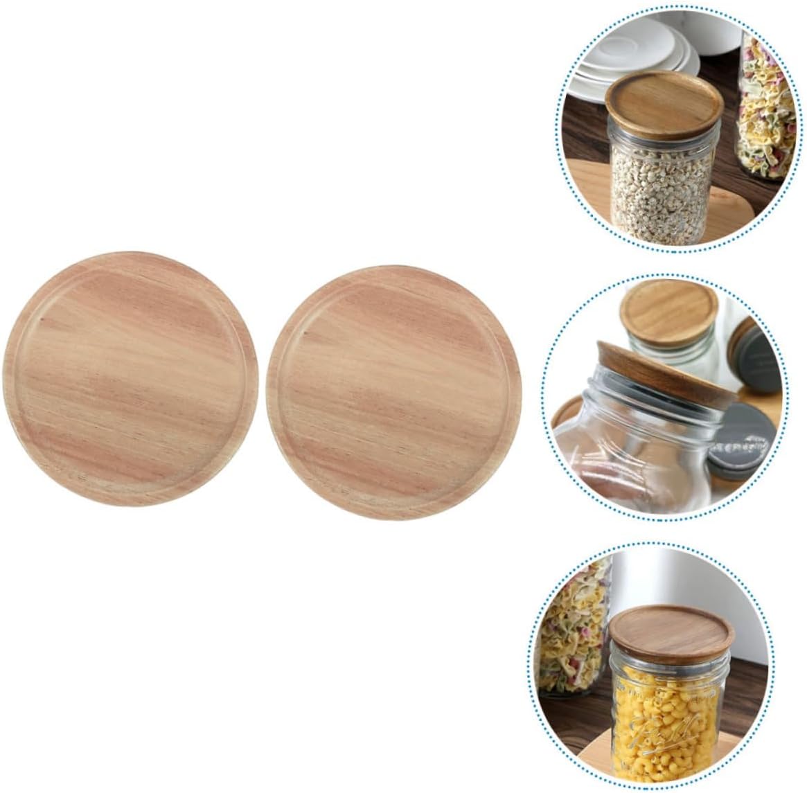 VOSAREA 2PCS Mason Jar Wooden Lids with Silicone Seal