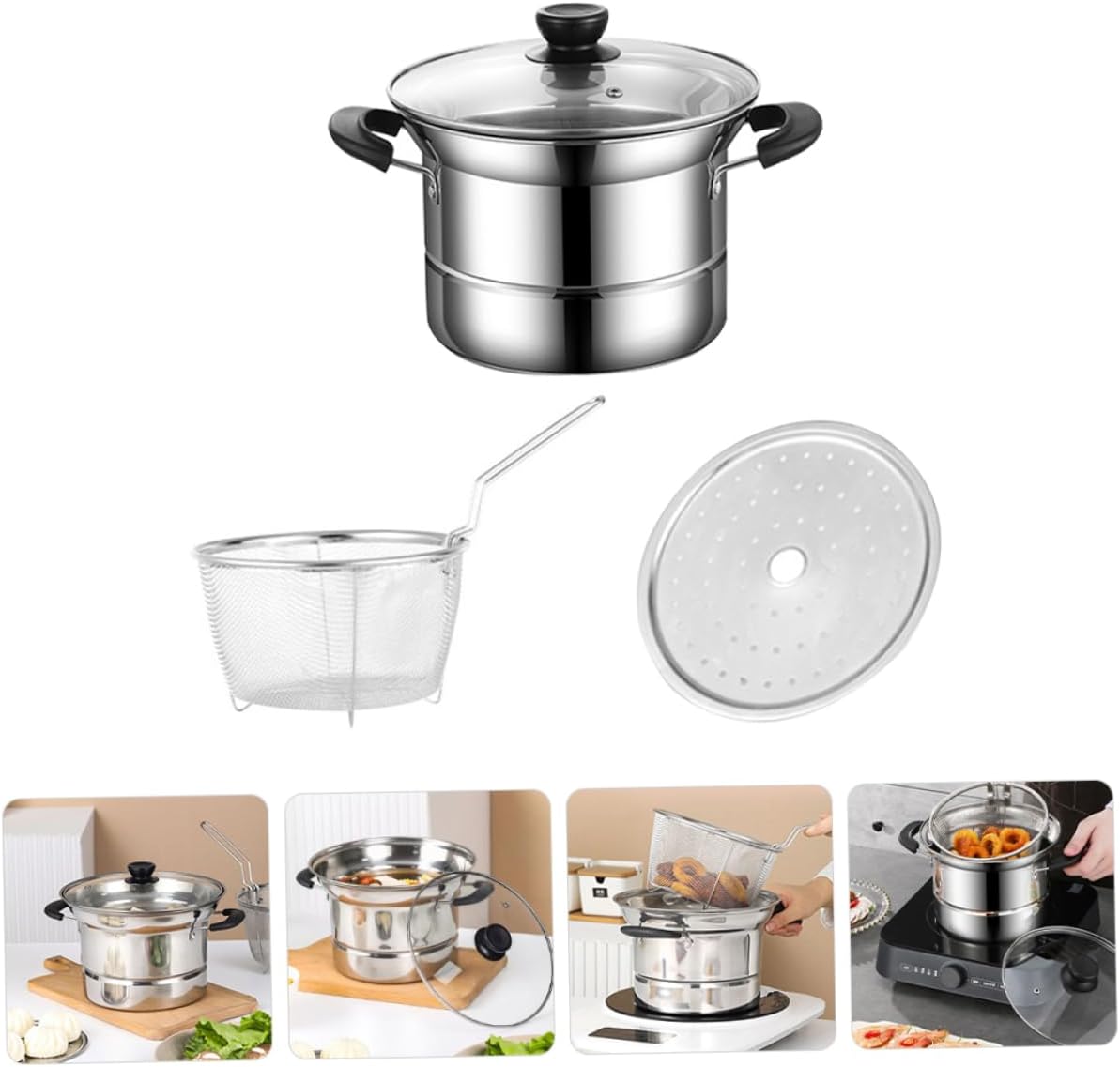 Stainless Steel Single-Handle Deep Fryer Pot for Pasta More