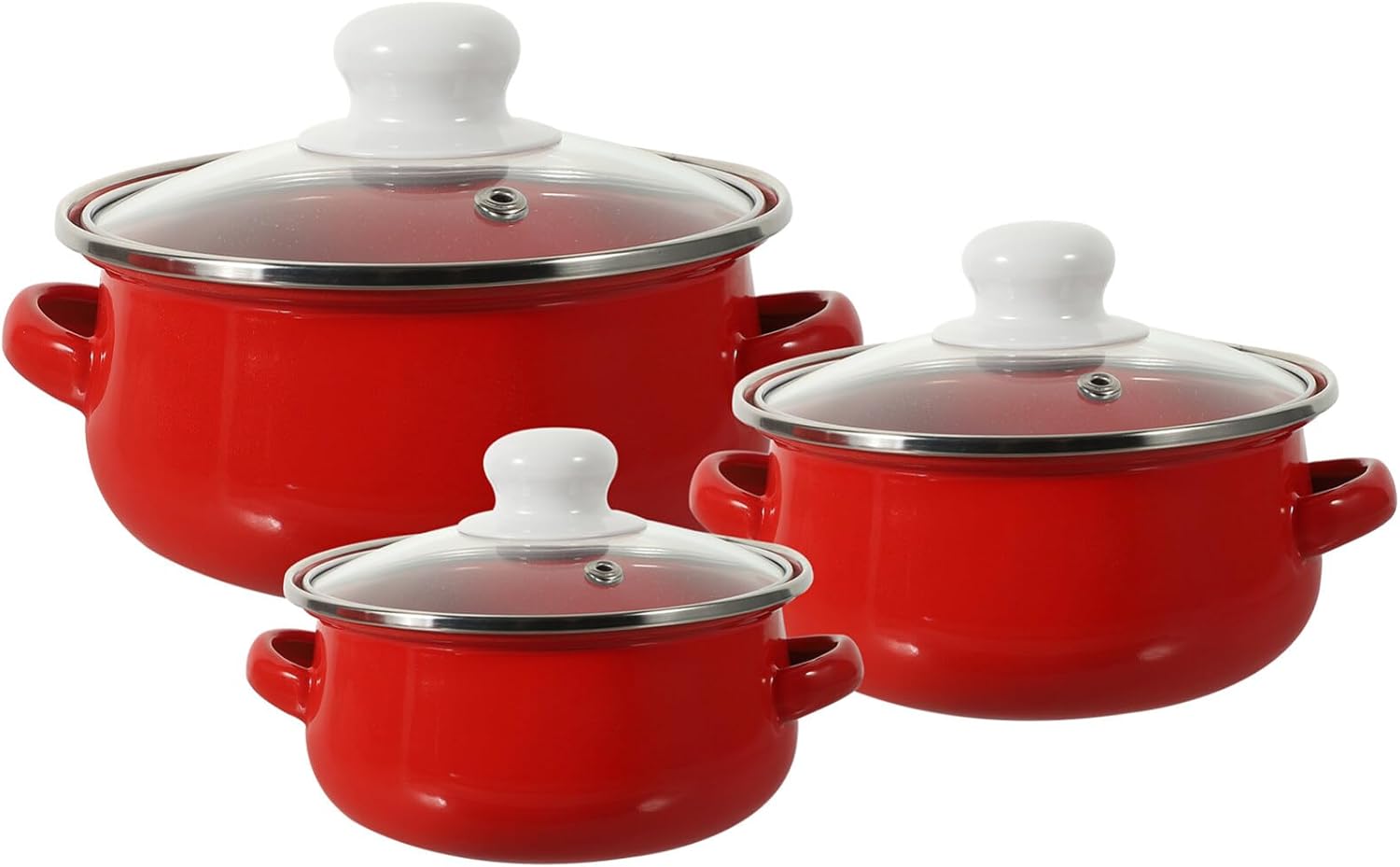Luxshiny Retro Enamel Stockpot Set 3-Piece with Lid