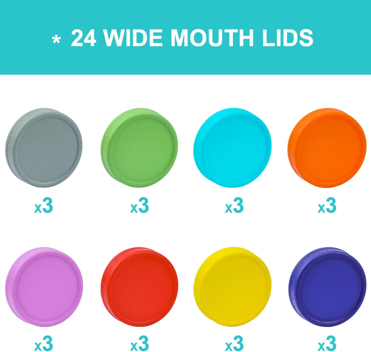 24-Pack Colorful Mason Jar Lids AOZITA