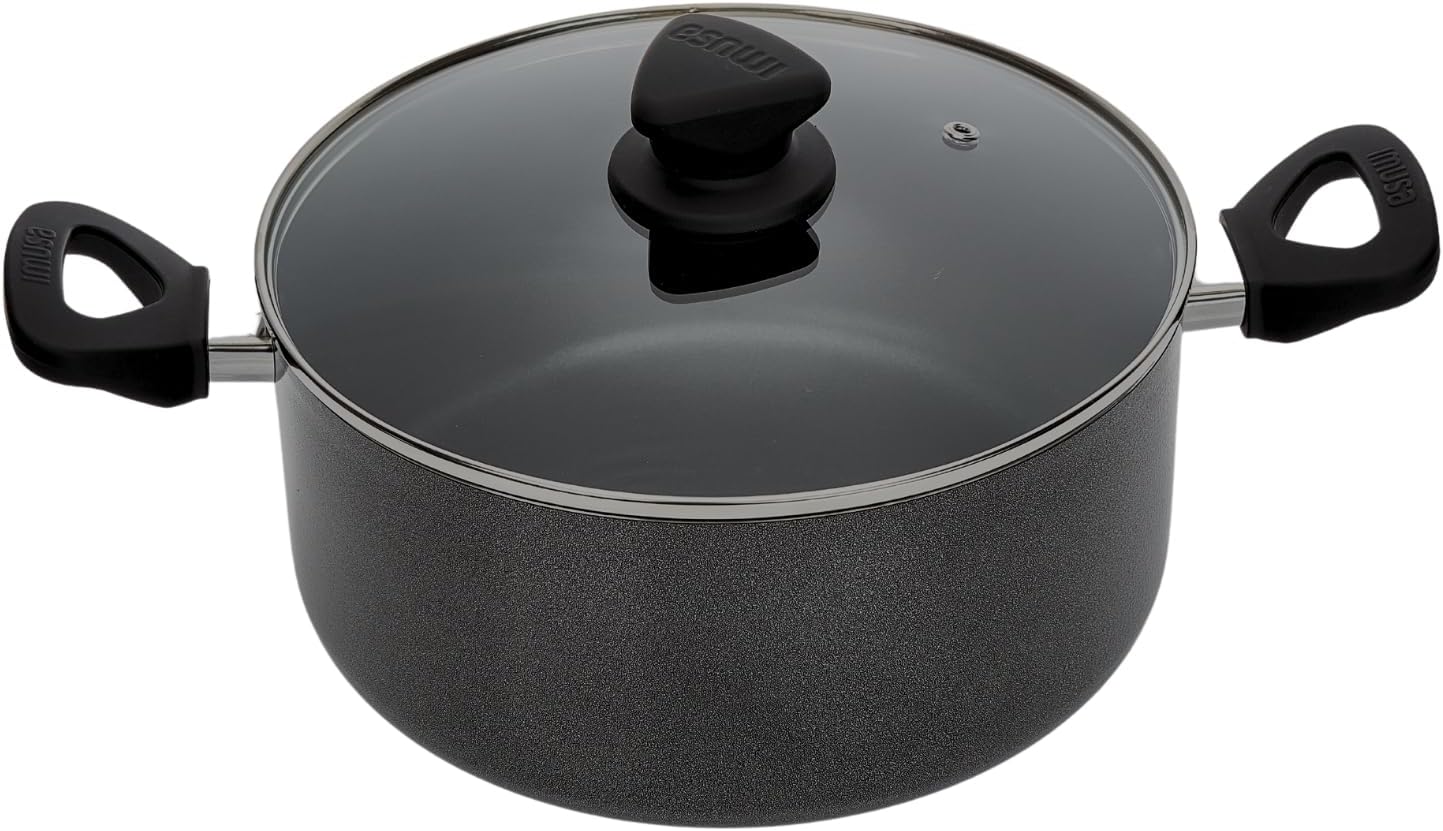 Imusa Nonstick Stock Pot with Glass Lid 48-Quart Cookware Black