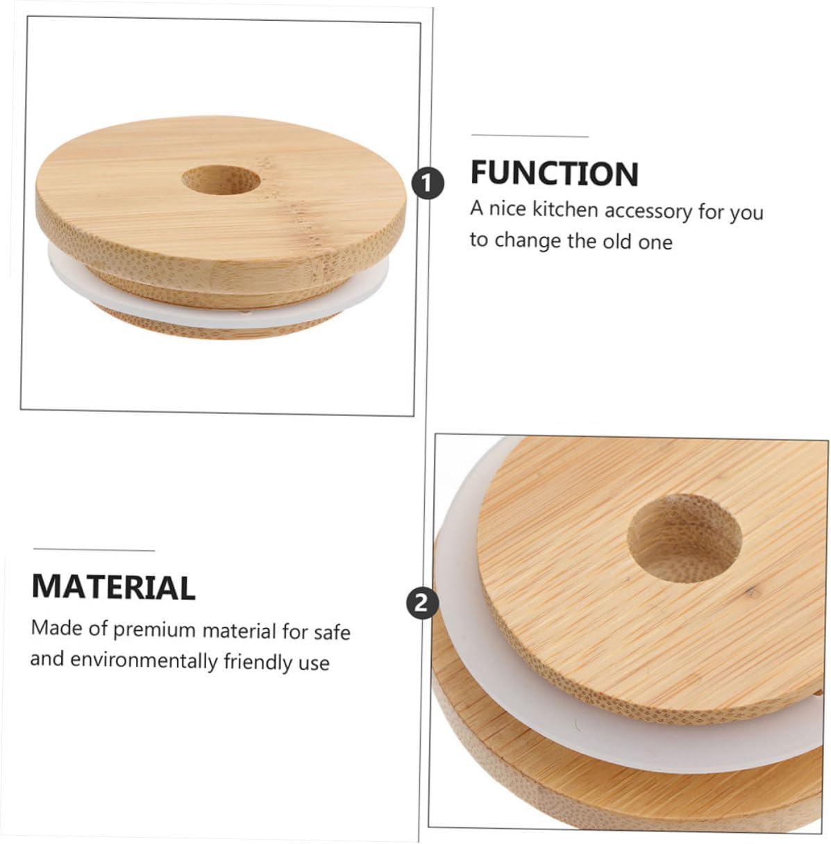 SHOWERORO 4PCS Reusable Mason Jar Lids with Straw Hole