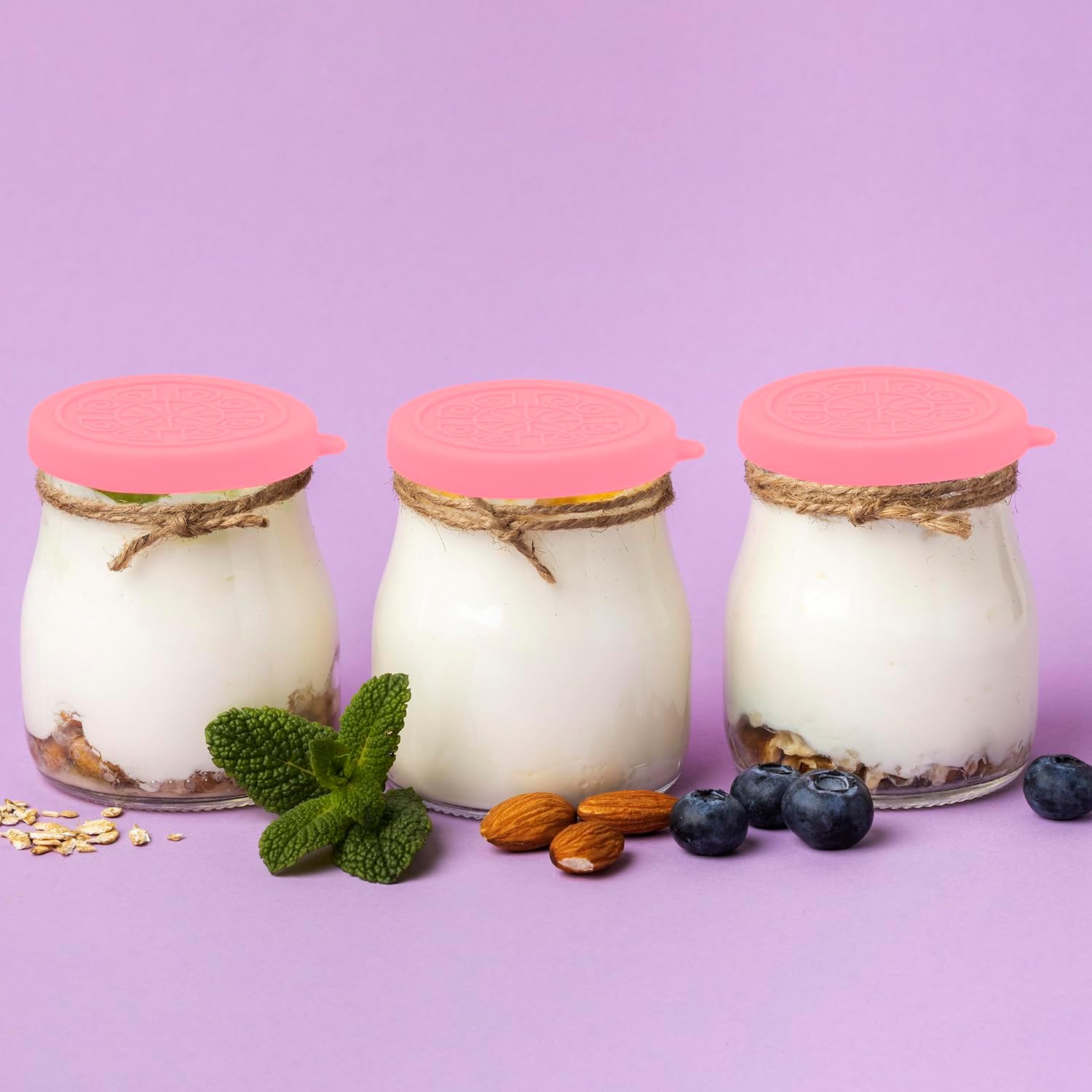 Dohia Oui Jar Lids Silicone Sealed Covers for Glass Jars