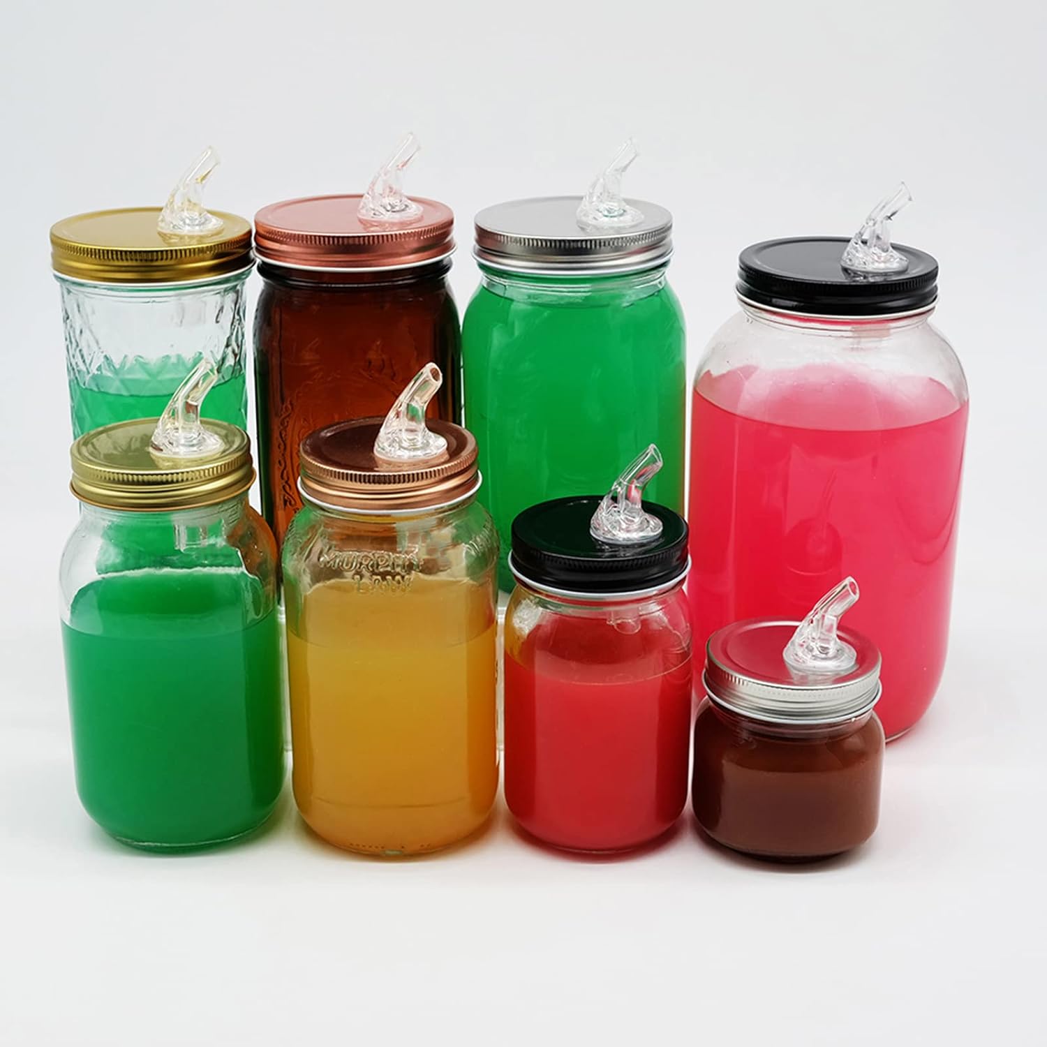 QurHapzy Mason Jar Pour Spouts2-Pack Black Dust-Free