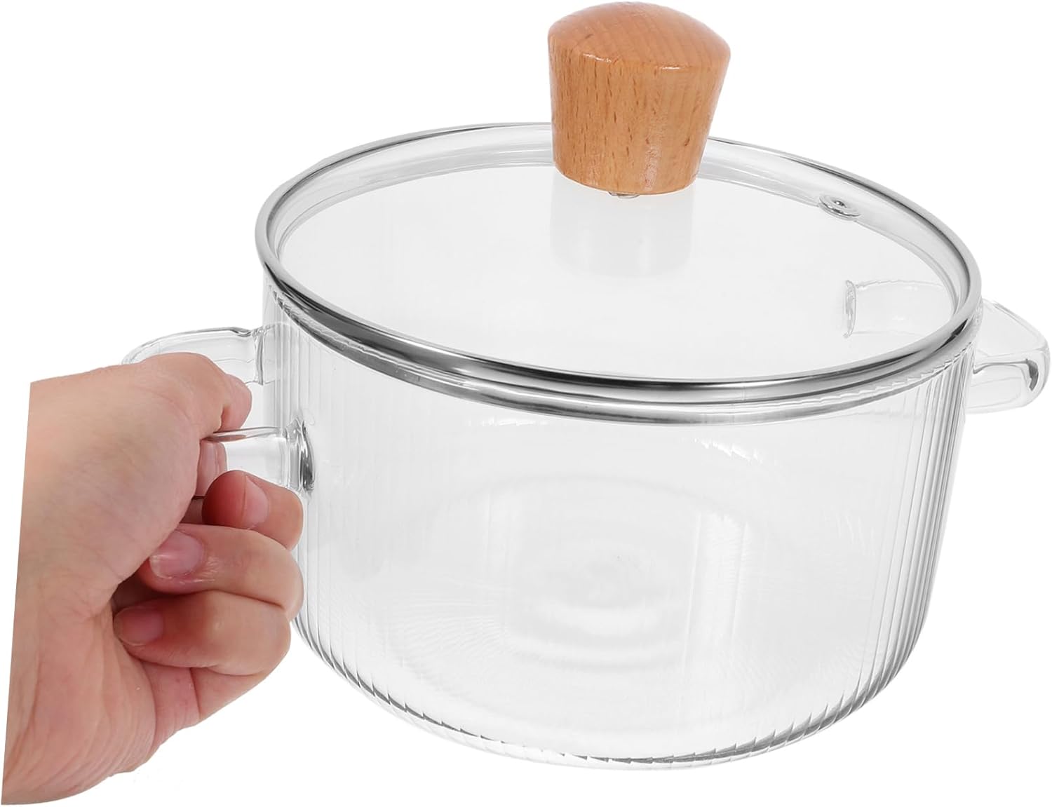 PPZZY Transparent glass cooking pot with lid