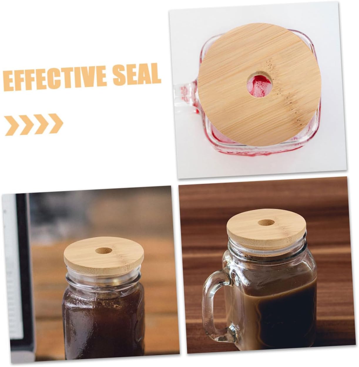 STOBAZA 6pcs Wooden Lids for Mason Jars