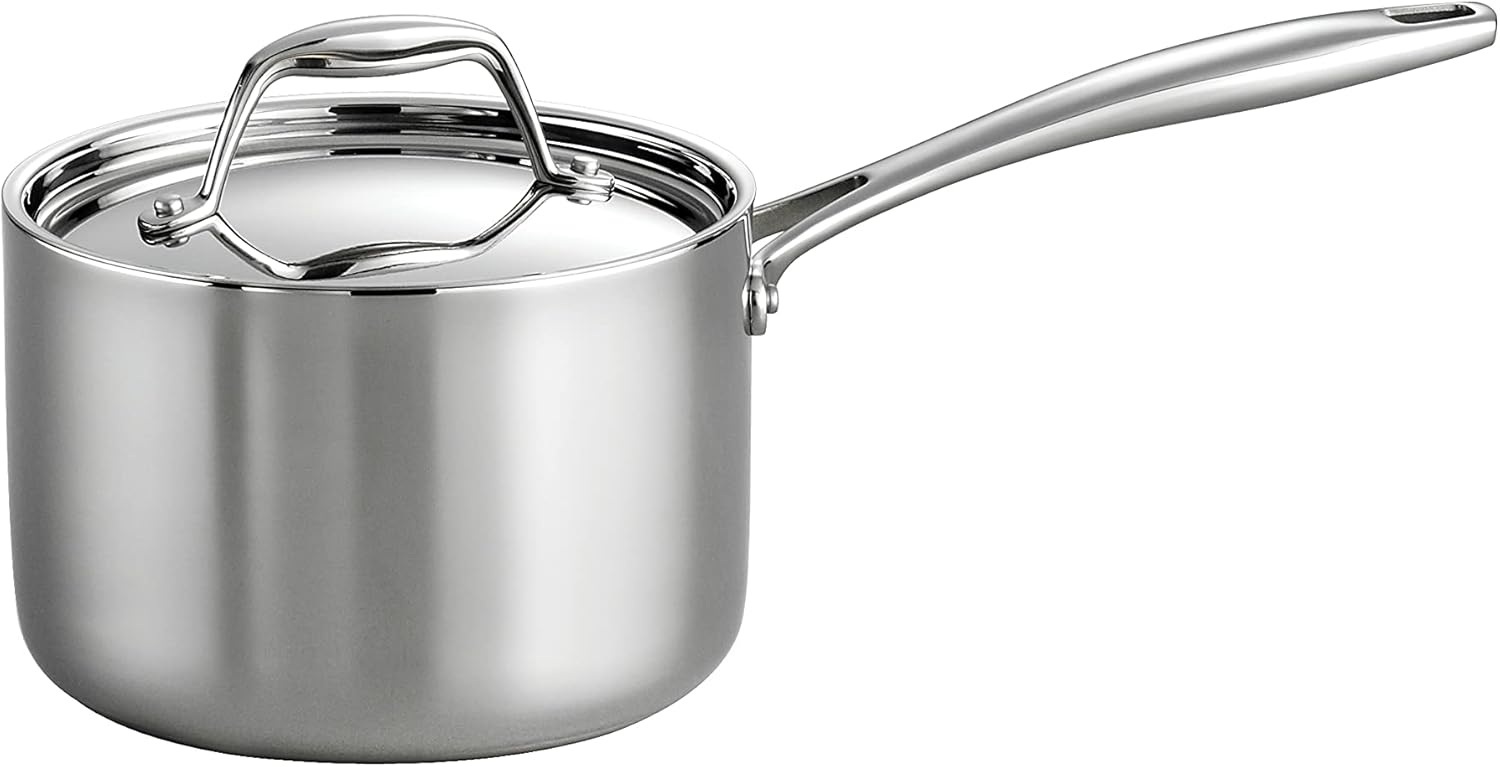 Durable 2-Quart Stainless Steel Saucepan with Lid