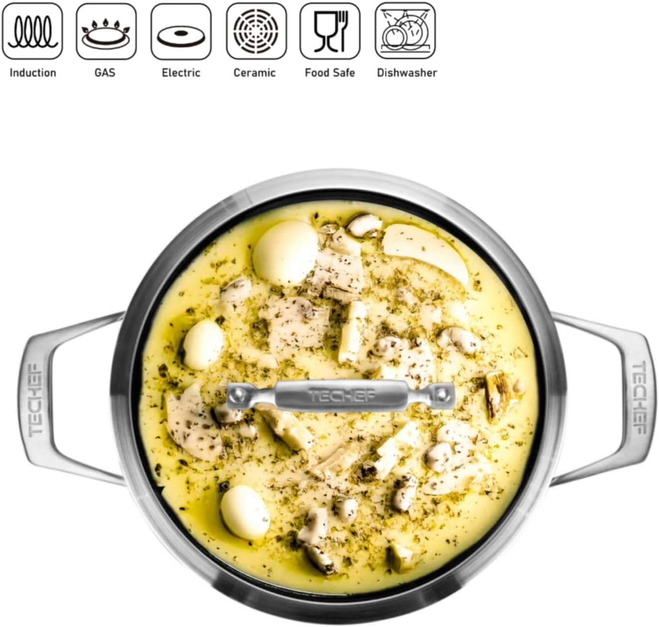 TECHEF Onyx Collection 28-Quart Soup Pot with Glass Lid
