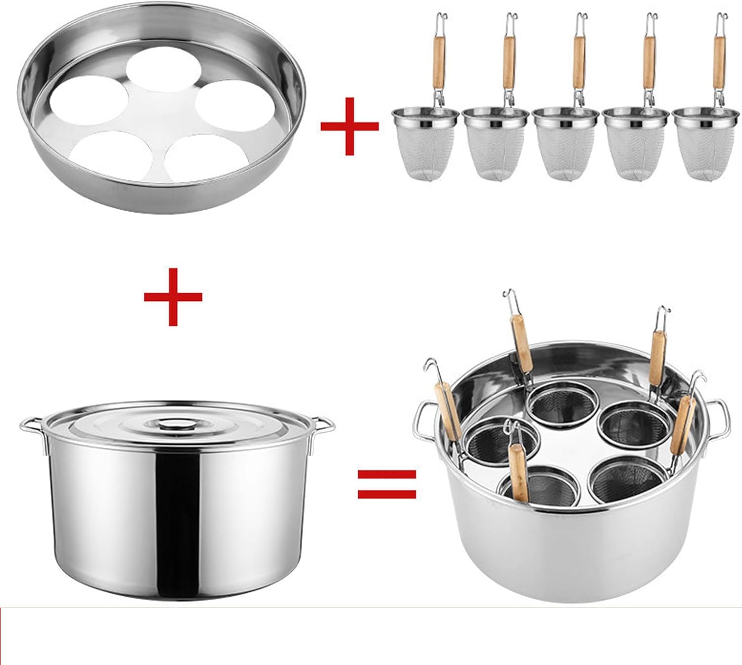 ZIXIAOS 5-Basket Stainless Steel Pasta Pot Set