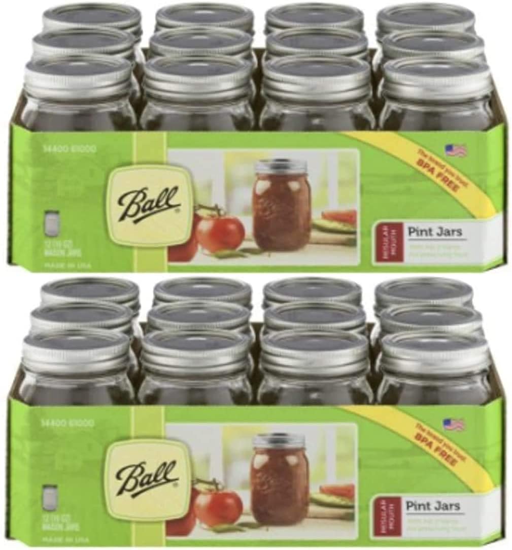 Mason Ball Jars 24 Jar Set Regular Mouth 16oz