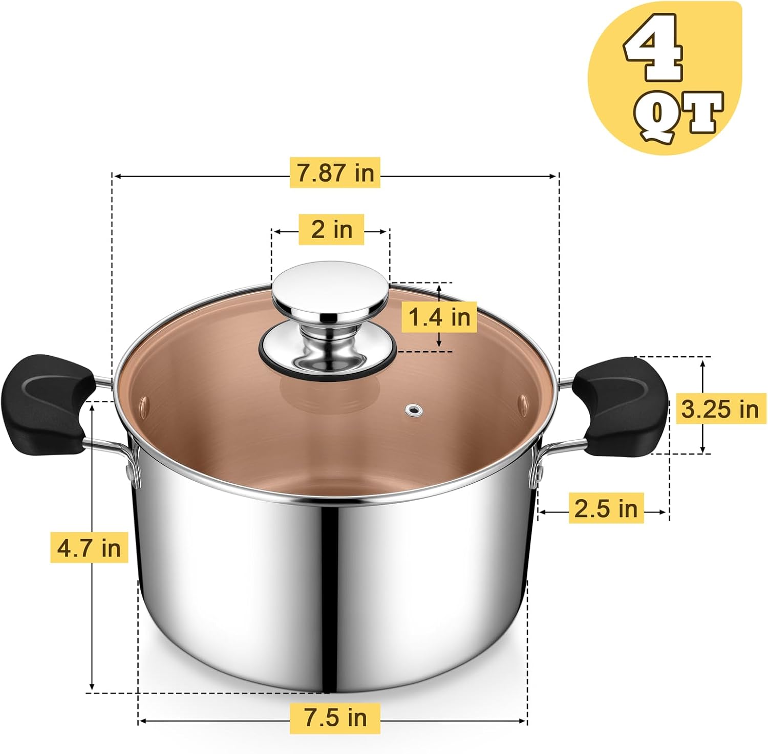 Elegant 4-Quart Stock Pot