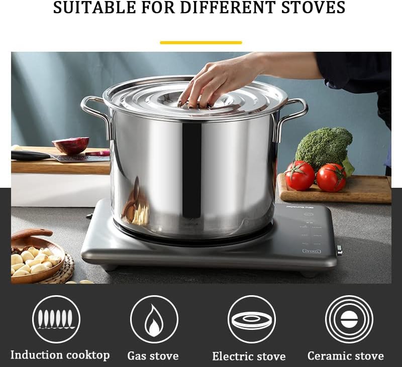 AIZYR 63Qt Stainless Steel Stock Pot with Lid and Strainer Basket 1