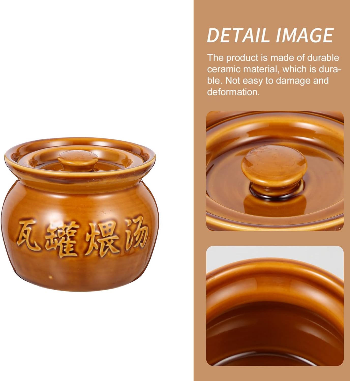 Yardwe Fermenting Jars Small Ceramic Stew Pot for Fermenting and Cooking 400ml