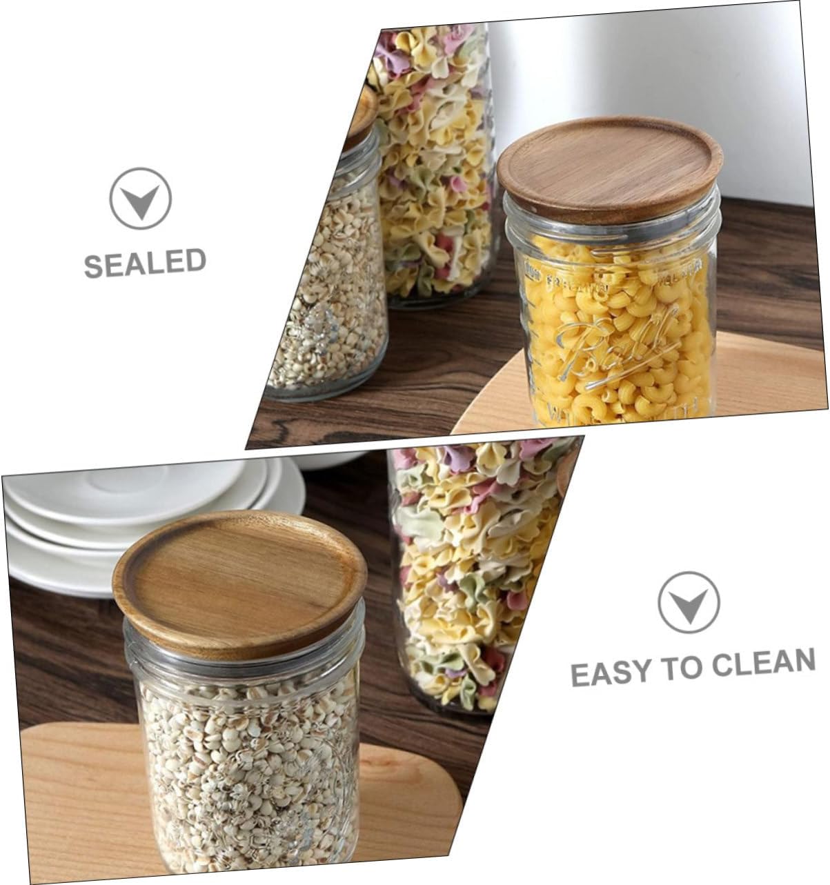 STOBAZA 2 Wooden Mason Jar Lids