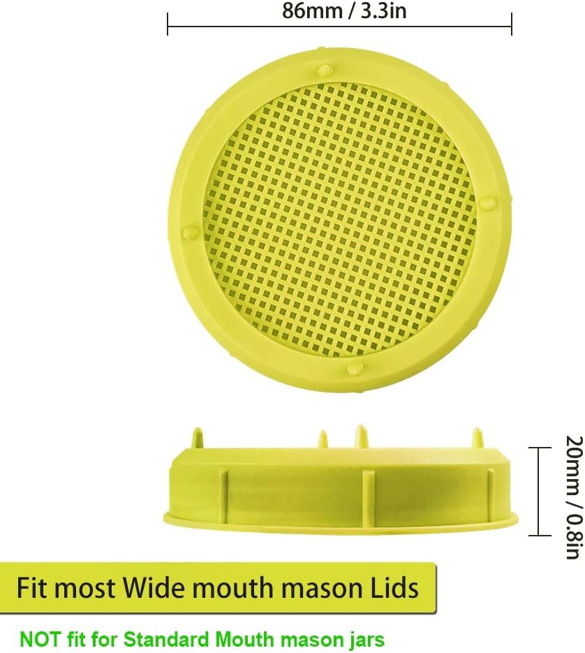 Picowe Plastic Sprouting Lids 8 Pack Yellow 86mm