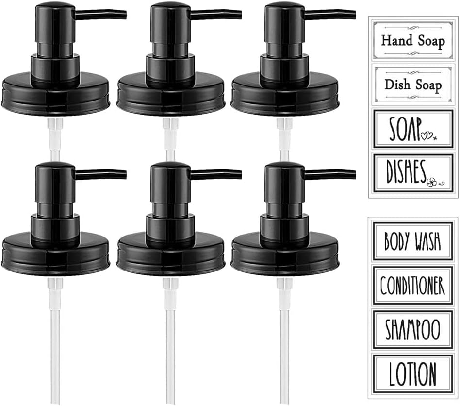 Sturdy Mason Jar Lids Pumps 6-Pack - Rust-Proof Kitchen Organization