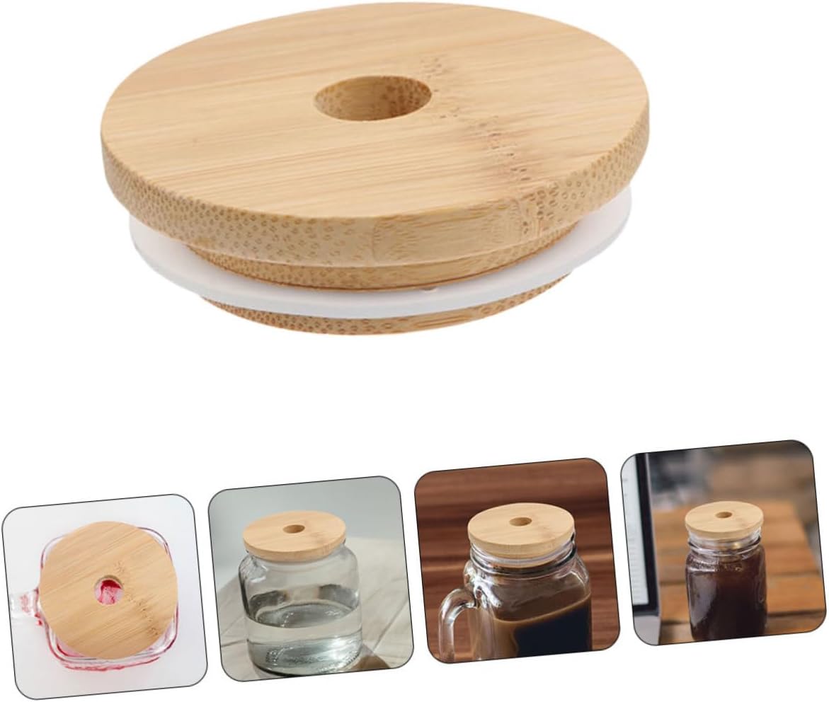 DECHOUS 6pc Mason Jar Wooden Lids Set 70mm Diameter