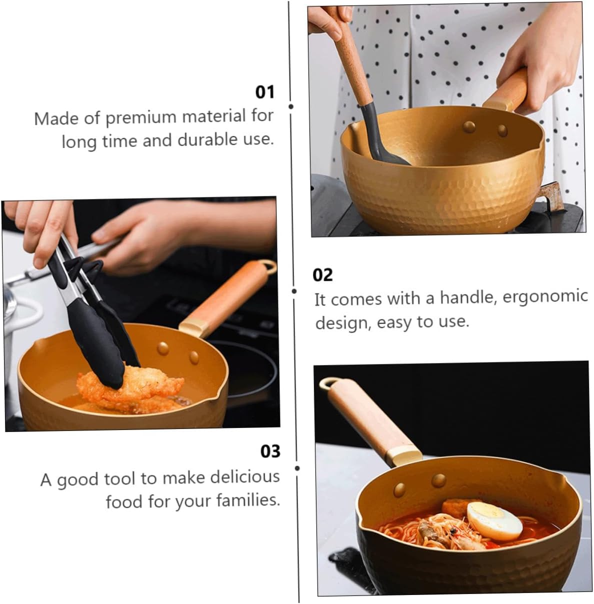 PRETYZOOM Ergonomic Handle Non-Stick Saucepan for Easy Pouring and Cleaning