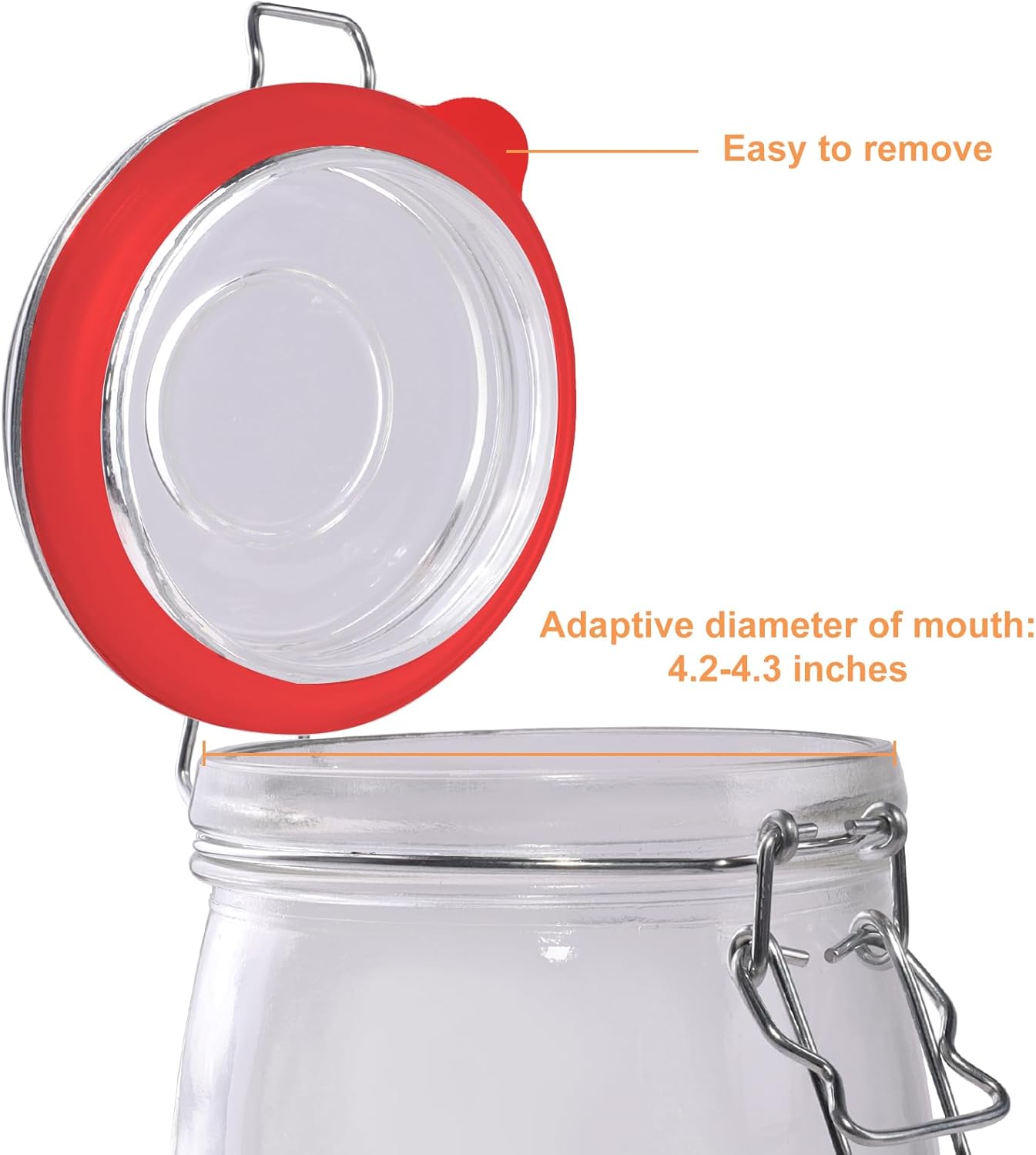 6-Pack Silicone Jar Gaskets Replacement for 42-43 Inch Glass Jars