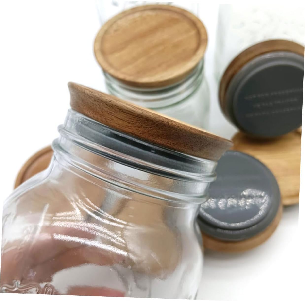 HOLIDYOYO 2pcs Mason Jar Wooden Covers 70mm