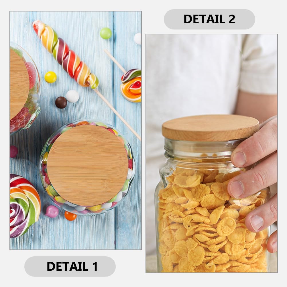 Amosfun 10pack Bamboo Mason Jar Lids with Silicone Sealing Rings