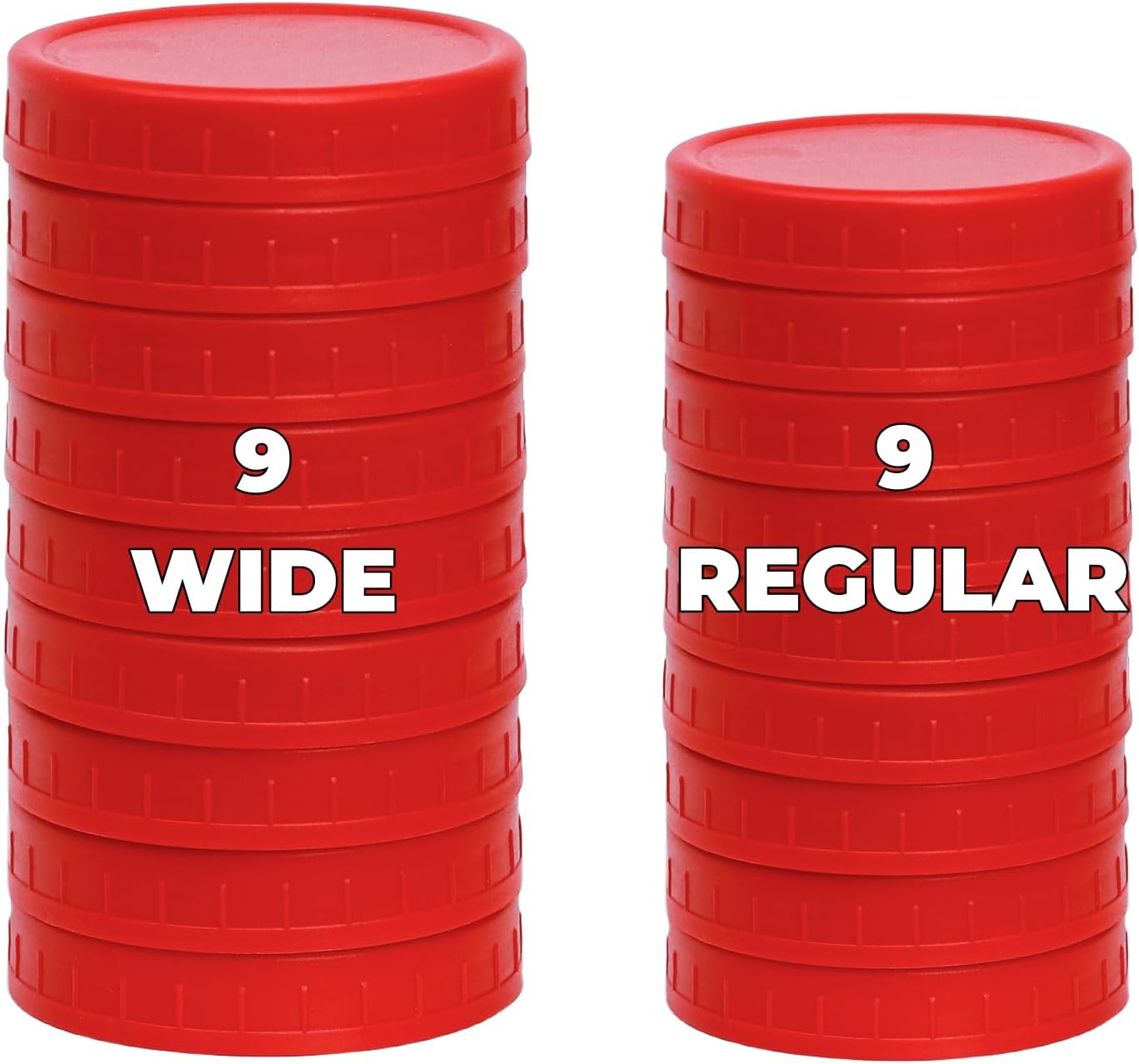 18 Red Mason Jar Lid Set with Silicone Rings