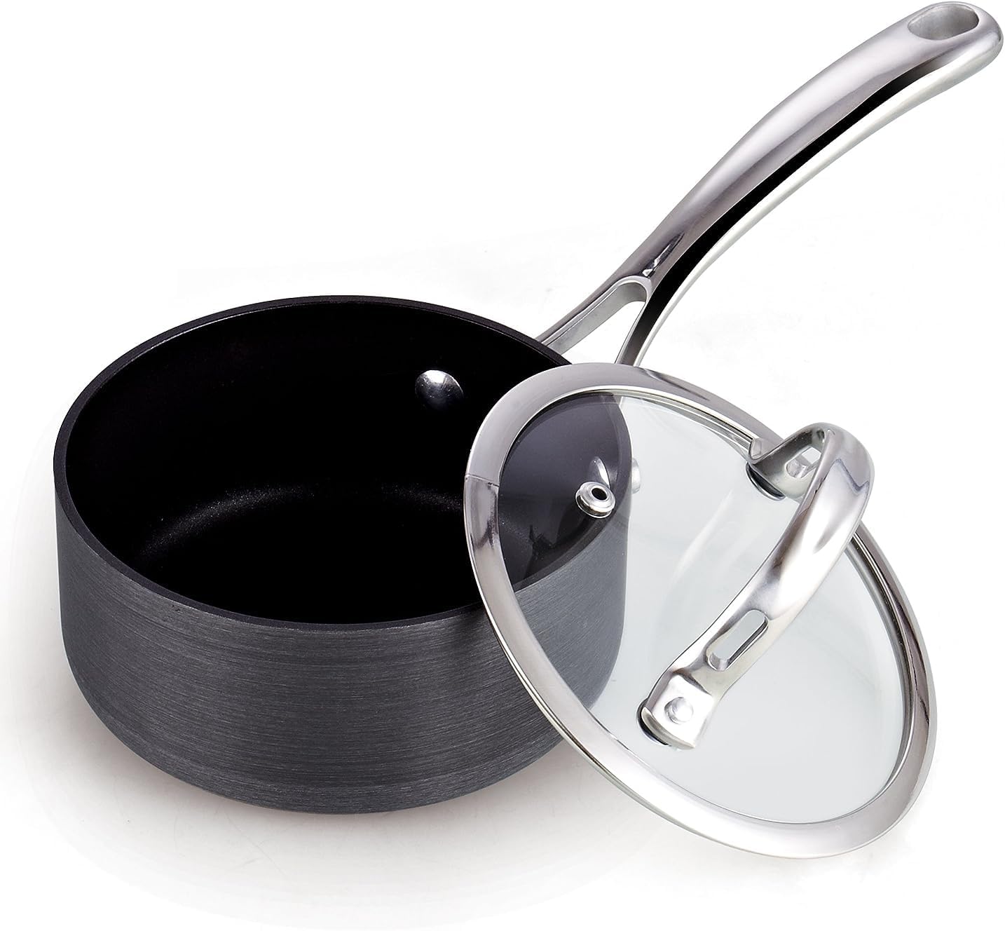 Premium 1-Quart Anodized Saucepan with Glass Lid