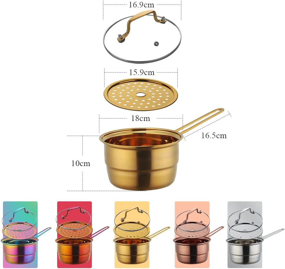 BYEGOU Stainless Steel Rainbow Steamer Pot Set with Glass Lid
