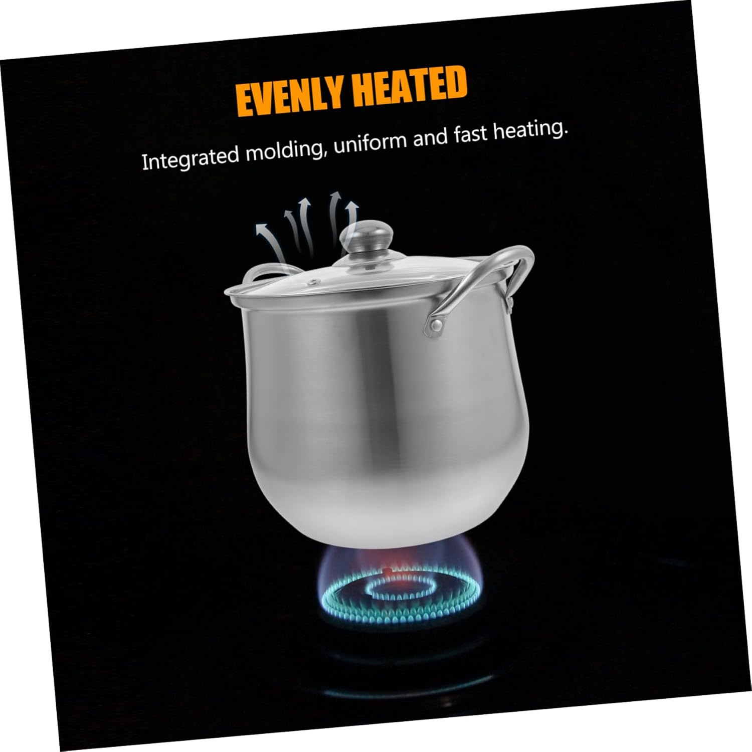 Stainless Steel Soup Pot with Built-In Handle and Heat Resistant Lid