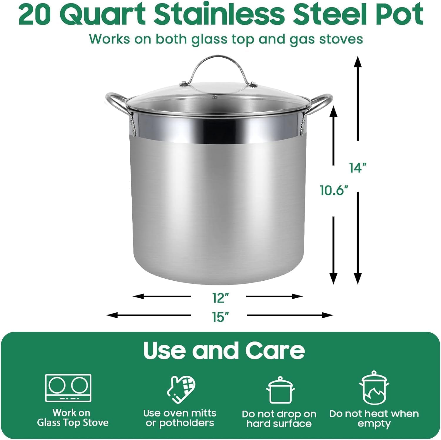 Stainless Steel Water Bath Canning Pot with Rack and Lid