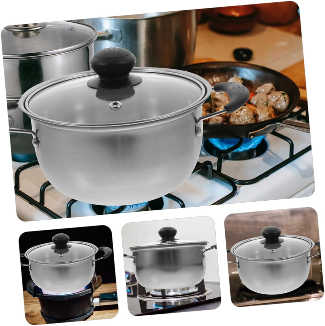 Stainless Steel Soup Pot with Lid Small Cooking Pot for Home Use