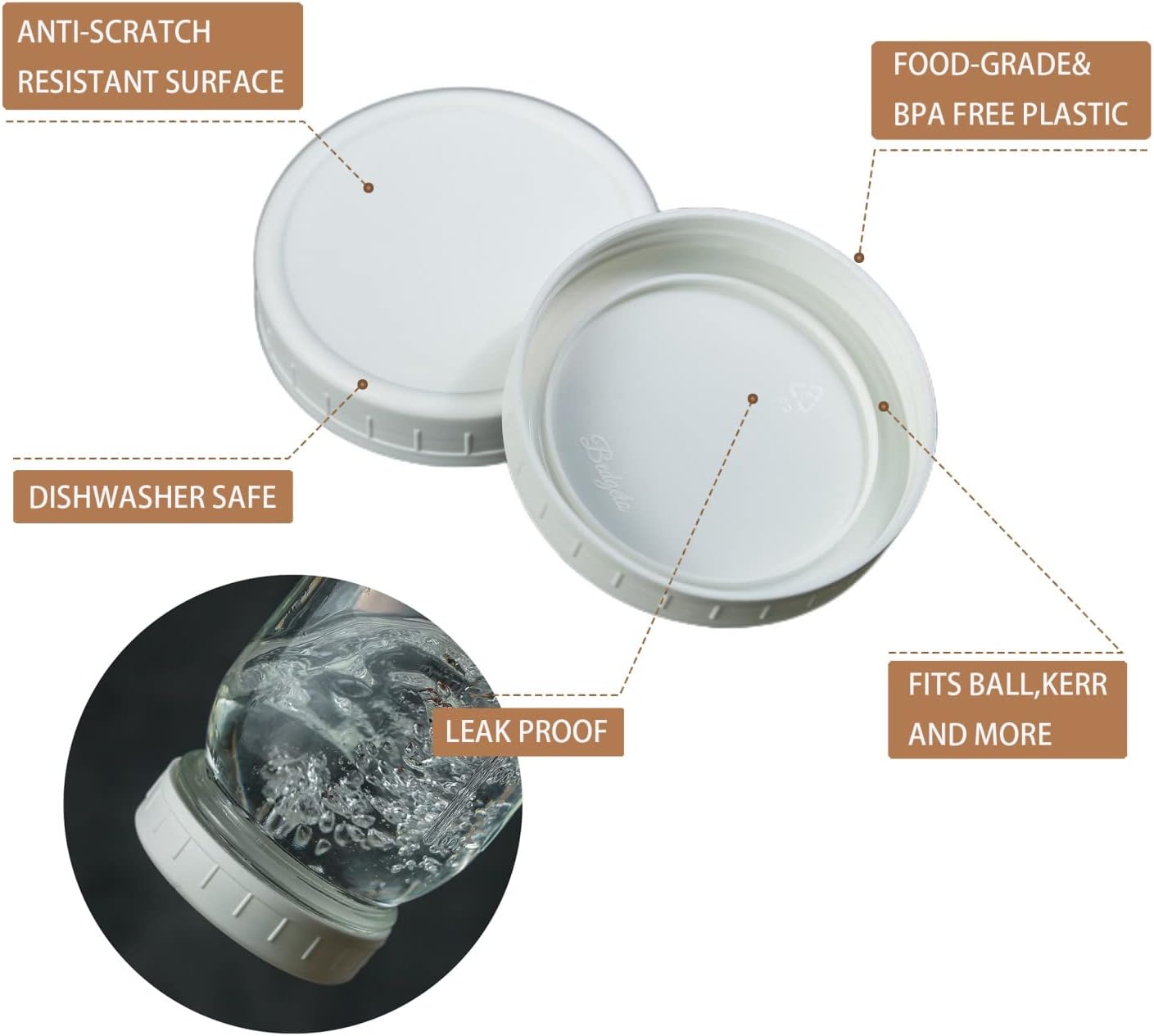 14 Durable Mason Jar Lids with Silicone Ring for Canning Cooking