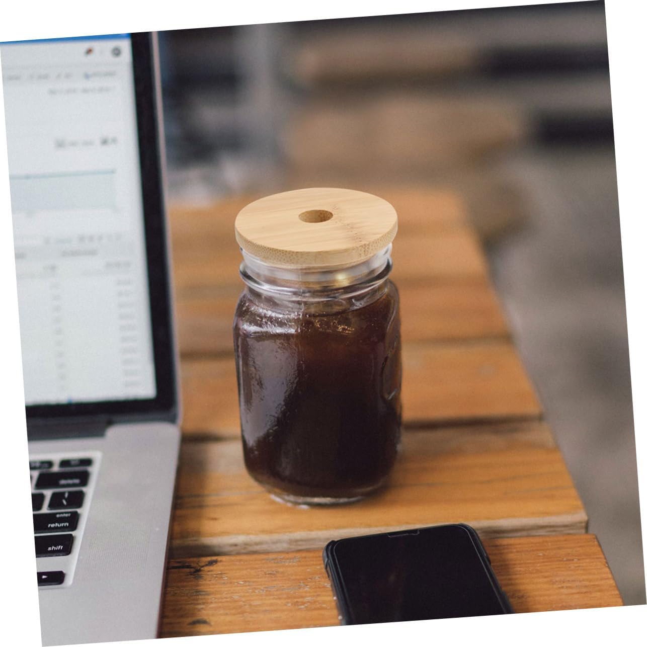 Luxshiny 4pcs Mason Jar Lids with Straw Hole