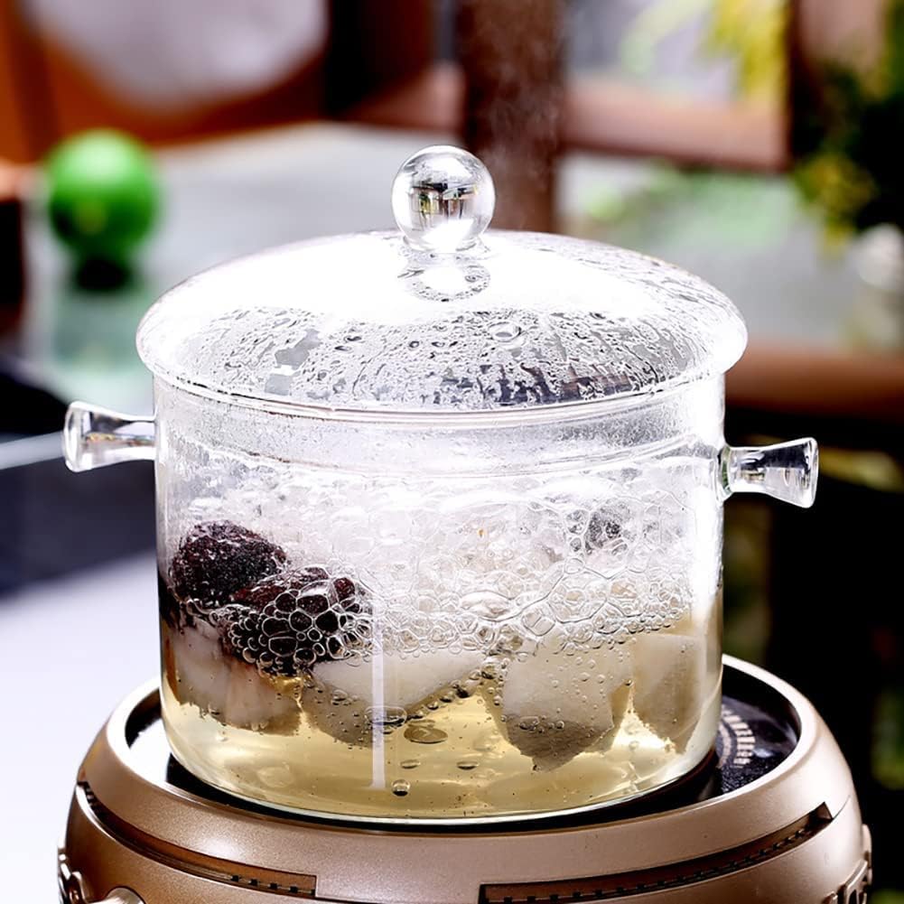 Miecux2L Glass Saucepan with Cover - Heat-Resistant Safe for Normal Cooking
