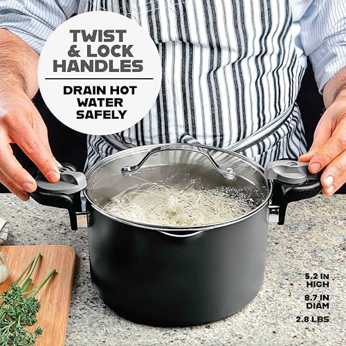 Gotham Steel 5 Qt Ceramic Stock Pot with Strainer Lid