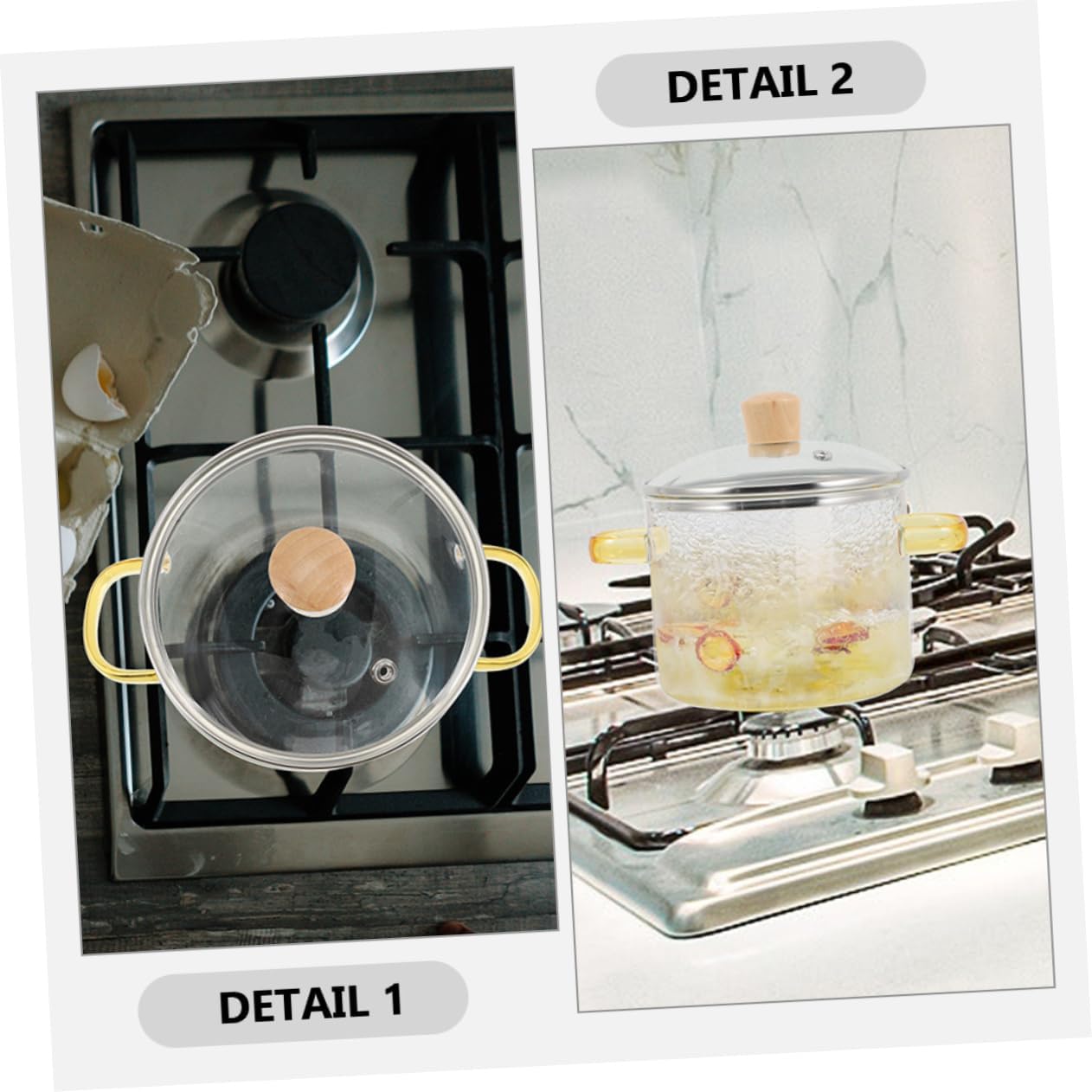 NAMOARLY Heat-Resistant Glass Stew Pot with Cover 1600ML