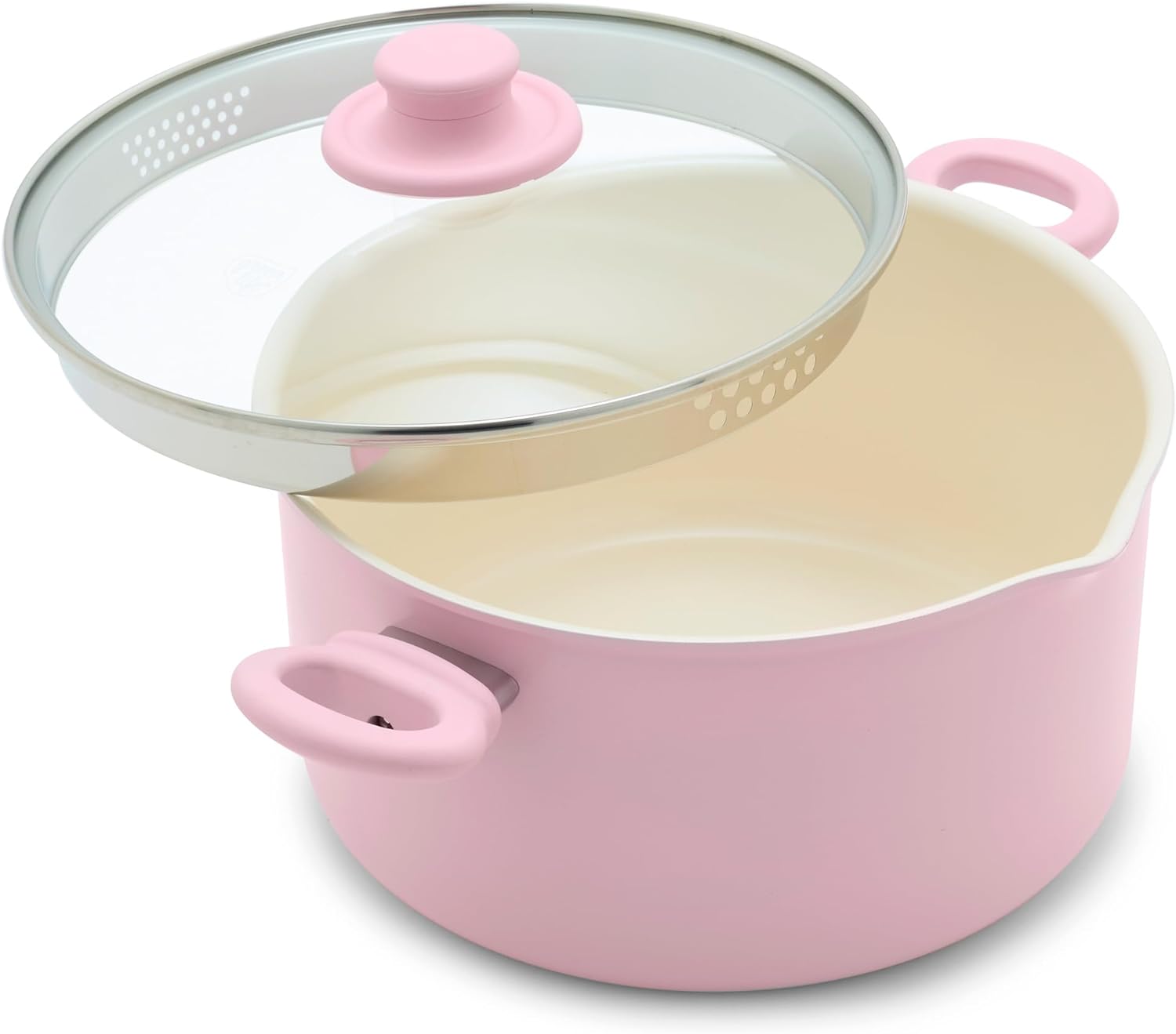 GreenLife 6QT Ceramic Nonstick Stockpot with Pink Lid