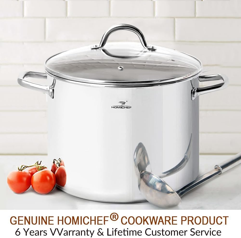 HOMICHEF 16 Quart Stockpot with Glass Lid
