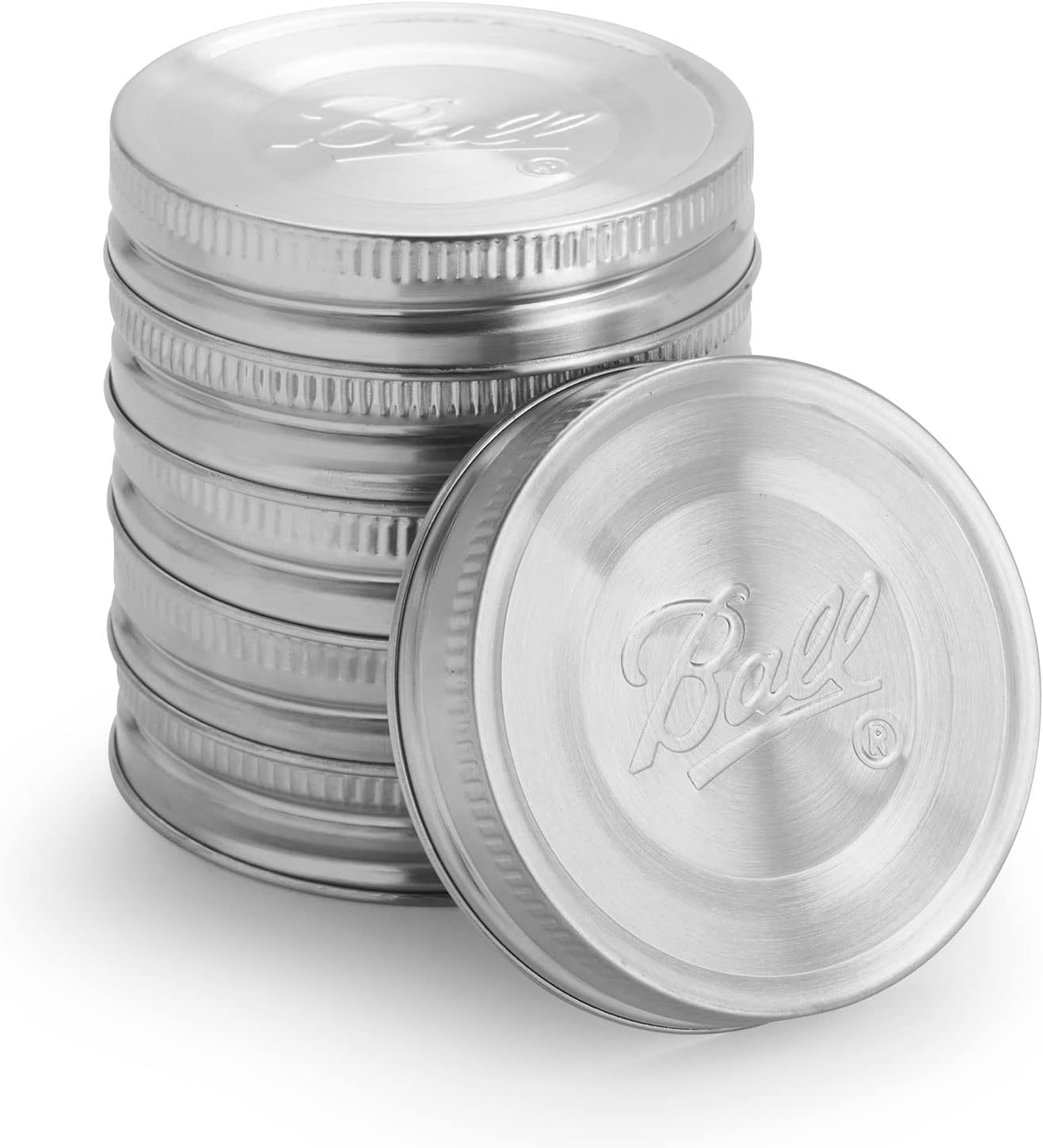 One-Piece Stainless Steel Mason Jar Lids Silver 6-Pack